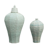 Yausun bluish white sculpture vases set