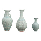 Yausun bluish white sculpture vases set