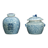 Yausun blue and white happiness pots small set