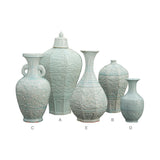 Yausun bluish white sculpture vases set