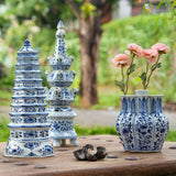 Yausun blue and white floral receptacle set