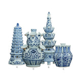 Yausun blue and white floral receptacle set